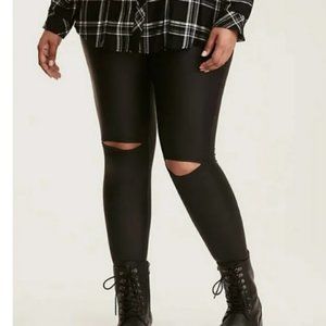 NWT Torrid Open Knee Black Faux Leather Pants Plus Size 2X